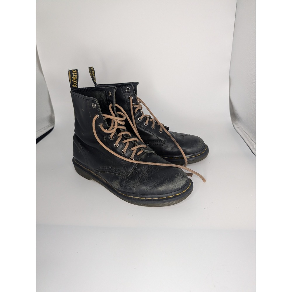 Dr. Martens 1460 Black Leather 8 Eye Combat Boots Womens Size 9 Distressed
